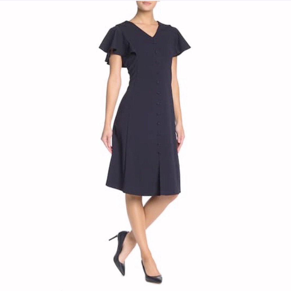 NWT Nina Leonard Flutter Button Front Dress